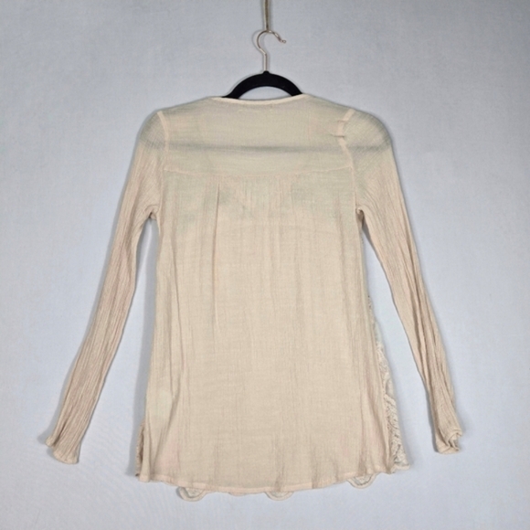 Babydoll Y2K Cream Lace Top Whimsy Sheer Lace Silver Metallic Trim Jolt Size XS - Picture 11 of 14